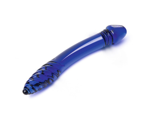 Заказать Синий двусторонний стеклянный стимулятор 11’’ Double-sided Glass Dildo For G-Spot P-Spot Stimulation - 28 см.