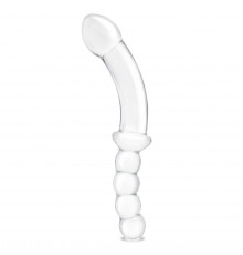 Стеклянный двусторонний фаллоимитатор 12,5’’ Girthy Double Sided Dong With Anal Bead Grip Handle - 32 см.