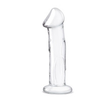 Прозрачный стеклянный фаллоимитатор 6’’ Glass Dildo With Veins   Flat Base - 15,2 см.