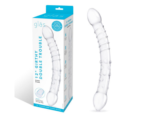 Заказать Двусторонний стеклянный фаллоимитатор 12’’ Girthy Double Trouble Glass Dildo - 30 см.
