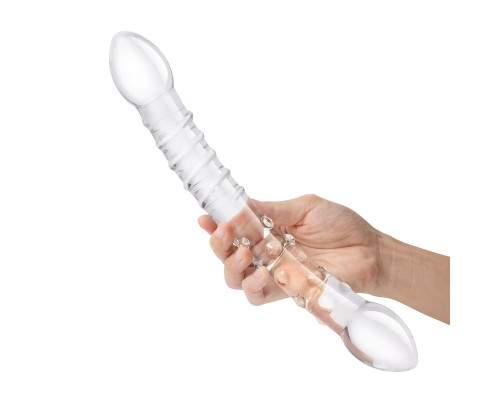 Заказать Двусторонний стеклянный фаллоимитатор 12’’ Girthy Double Trouble Glass Dildo - 30 см.