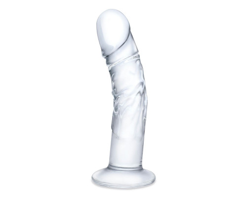 Заказать Стеклянный фаллоимитатор из стекла 7’’ Curved Realistic Glass Dildo With Veins - 15,9 см.
