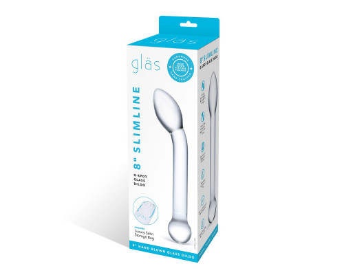 Заказать Прозрачный стеклянный фаллос для точки G Slimline G-Spot - 20 см.