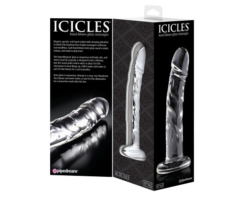 Прозрачный стеклянный фаллоимитатор Icicles №62 - 16,5 см.