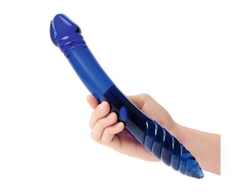 Заказать Синий двусторонний стеклянный стимулятор 11’’ Double-sided Glass Dildo For G-Spot P-Spot Stimulation - 28 см.