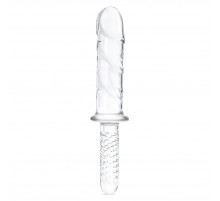 Стеклянный фаллоимитатор с рукоятью 11’’ Girthy Cock Double Ended With Handle - 28 см.