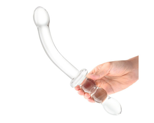 Заказать Прозрачный ребристый двусторонний стимулятор Ribbed G-Spot - 20 см.