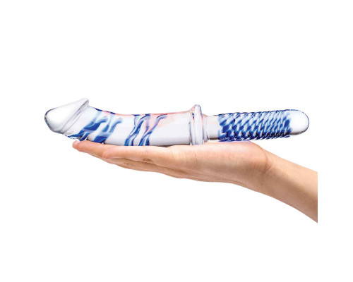 Заказать Прозрачно-синий двусторонний стимулятор 11  Realistic Double Ended Dildo - 28 см.