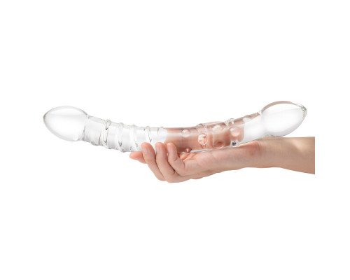 Заказать Двусторонний стеклянный фаллоимитатор 12’’ Girthy Double Trouble Glass Dildo - 30 см.