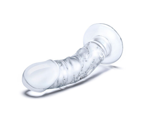 Заказать Стеклянный фаллоимитатор из стекла 7’’ Curved Realistic Glass Dildo With Veins - 15,9 см.