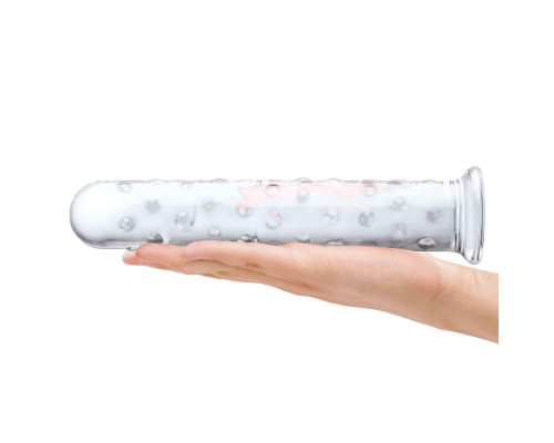 Заказать Прозрачный стеклянный фаллос с массажным рельефом 10  Extra Large Glass Dildo - 25,5 см.