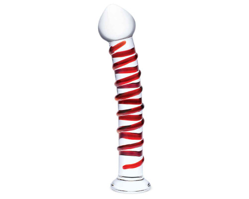 Заказать Прозрачный стимулятор с красной спиралью 10  Mr. Swirly Dildo - 25,4 см.