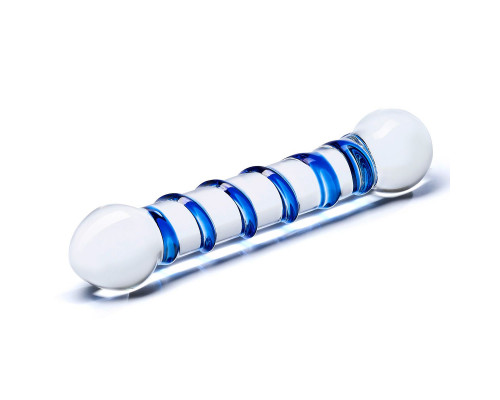 Заказать Прозрачный фаллос с голубой спиралью Spiral Dildo - 17 см.