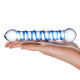 Заказать Прозрачный фаллос с голубой спиралью Spiral Dildo - 17 см.