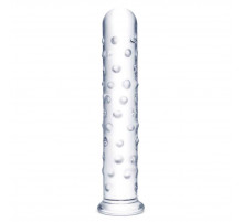 Прозрачный стеклянный фаллос с массажным рельефом 10  Extra Large Glass Dildo - 25,5 см.