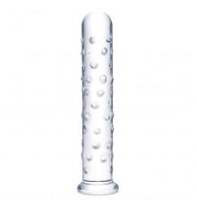 Прозрачный стеклянный фаллос с массажным рельефом 10  Extra Large Glass Dildo - 25,5 см.