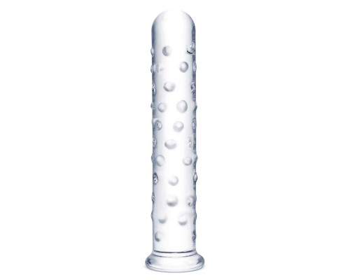 Заказать Прозрачный стеклянный фаллос с массажным рельефом 10  Extra Large Glass Dildo - 25,5 см.