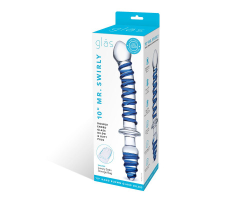 Заказать Двусторонний фаллоимитатор с анальной пробкой Mr. Swirly Dildo   Butt Plug - 25 см.