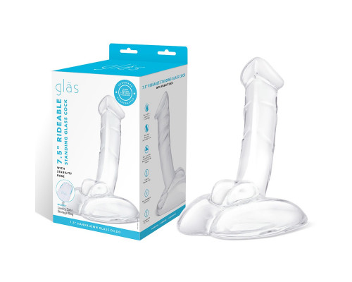 Заказать Стеклянный фаллоимитатор на подставке 7,5’’ Rideable Standing Glass Cock With Stability Base - 19 см.