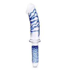 Прозрачно-синий двусторонний стимулятор 11  Realistic Double Ended Dildo - 28 см.
