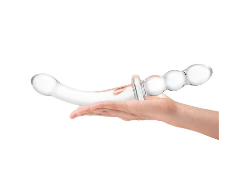 Заказать Прозрачный ребристый двусторонний стимулятор Ribbed G-Spot - 20 см.