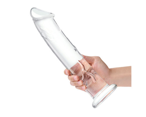 Заказать Большой стеклянный стимулятор 12’’ Glass Dildo With Veins   Flat Base - 28 см.