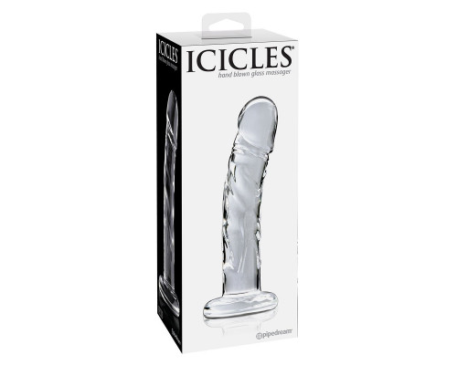 Прозрачный стеклянный фаллоимитатор Icicles №62 - 16,5 см.
