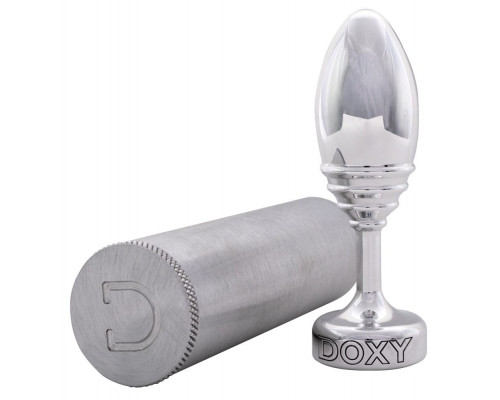 Заказать Серебристая анальная втулка Doxy Ribbed Butt Plug - 10,5 см.
