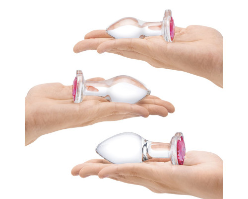 Заказать Набор из 3 стеклянных анальных пробок Heart Jewel Plug Set