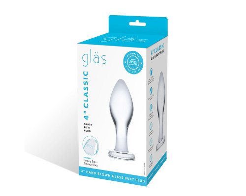 Заказать Прозрачная округлая анальная пробка Classic Glass Butt Plug - 10 см.