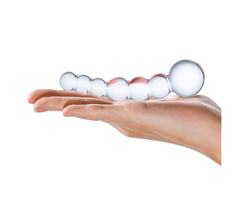Заказать Изогнутный прозрачный стимулятор Beaded Dildo - 13 см.