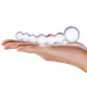 Заказать Изогнутный прозрачный стимулятор Beaded Dildo - 13 см.