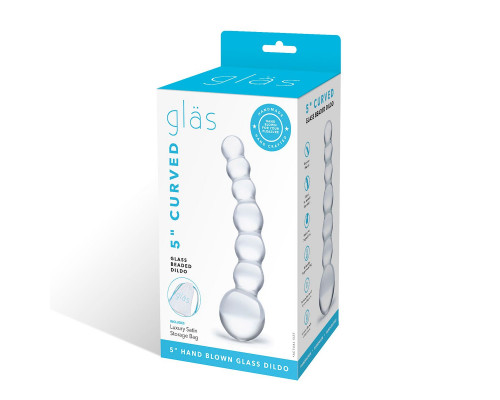 Заказать Изогнутный прозрачный стимулятор Beaded Dildo - 13 см.