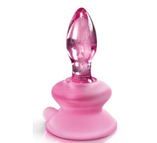 Розовая стеклянная пробка Icicles №90 с силиконовой присоской - 8 см.