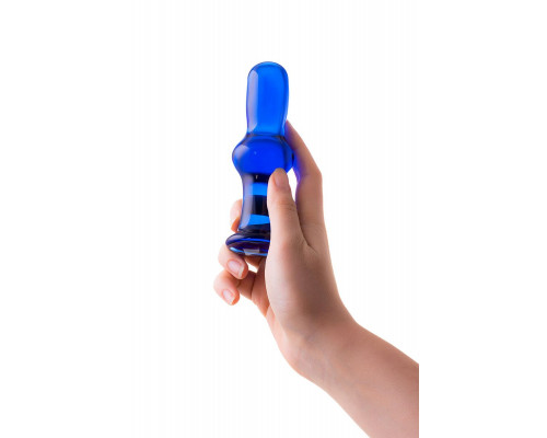 Синяя стеклянная анальная втулка - 13,5 см.