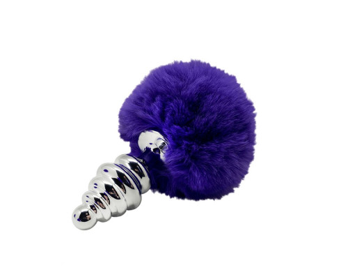 Анальная пробка Metal Anal Fluffly Twist Plug S с фиолетовым хвостиком