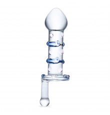 Небольшой стеклянный фаллос с ручкой Candy Land Juicer - 11,5 см.