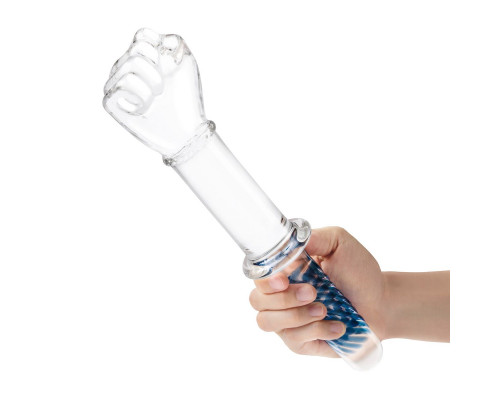 Заказать Стеклянный стимулятор в форме сжатой в кулак руки 11’’ Glass Fist Double Ended With Handle Grip - 28 см.