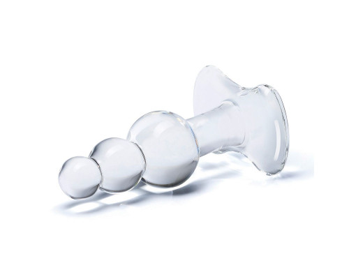 Заказать Прозрачная анальная пробка-елочка с 3 шариками Butt Plug with Tapere Base - 11 см.