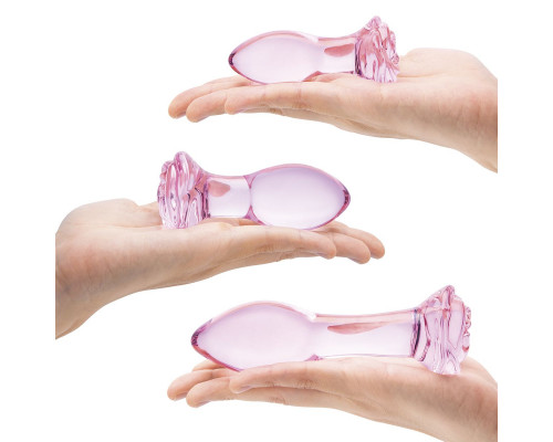 Заказать Набор из 3 стеклянных анальных пробок Rosebud Butt Plug Set