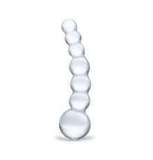 Изогнутный прозрачный стимулятор Beaded Dildo - 13 см.