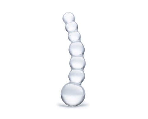 Заказать Изогнутный прозрачный стимулятор Beaded Dildo - 13 см.