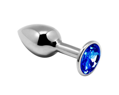 Заказать Серебристая анальная втулка с синим кристаллом Mini Metal Butt Plug Size S - 7 см.