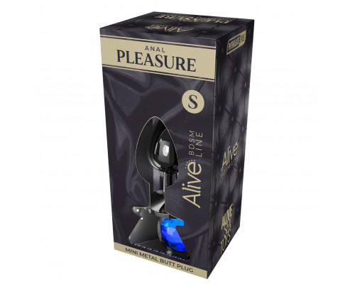 Заказать Серебристая анальная втулка с синим кристаллом Mini Metal Butt Plug Size S - 7 см.