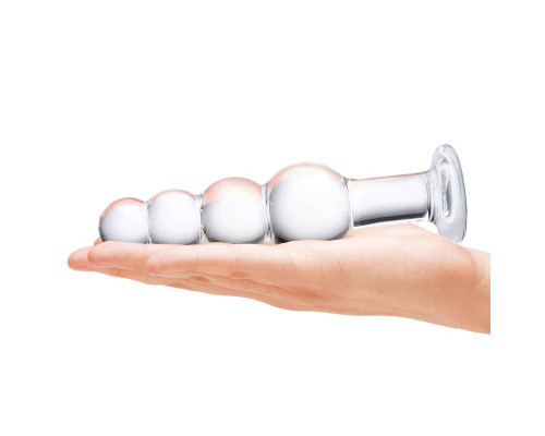 Заказать Прозрачная анальная пирамида 7,25  Beaded Butt Plug - 17 см.