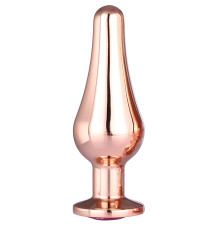 Золотистая анальная пробка с кристаллом Rose Gold Pleasure Plug S - 9 см.