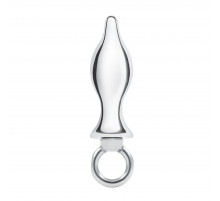 Металлический плаг с кольцом Stainless Steel Metal Tapered Butt Plug With Loop Hardware - 10 см.