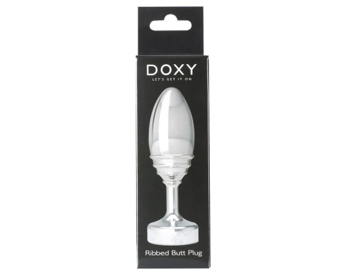 Заказать Серебристая анальная втулка Doxy Ribbed Butt Plug - 10,5 см.