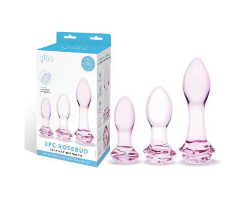 Заказать Набор из 3 стеклянных анальных пробок Rosebud Butt Plug Set