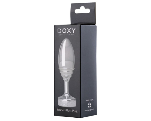 Заказать Серебристая анальная втулка Doxy Ribbed Butt Plug - 10,5 см.